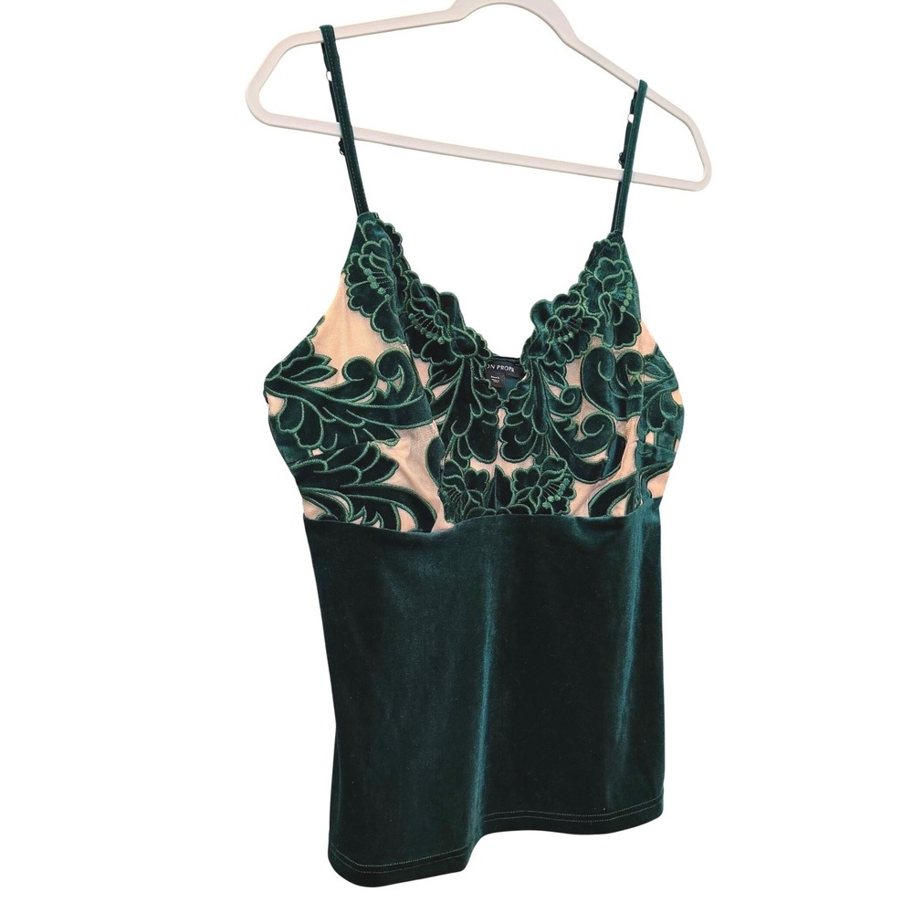 Boston Proper Emerald Green Velvet Lace Camisole Top Ren Faire Fairycore Large